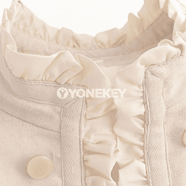 Zenanlar üçin vintage goşa düwmeli ýeňli penjek, ýazky stil