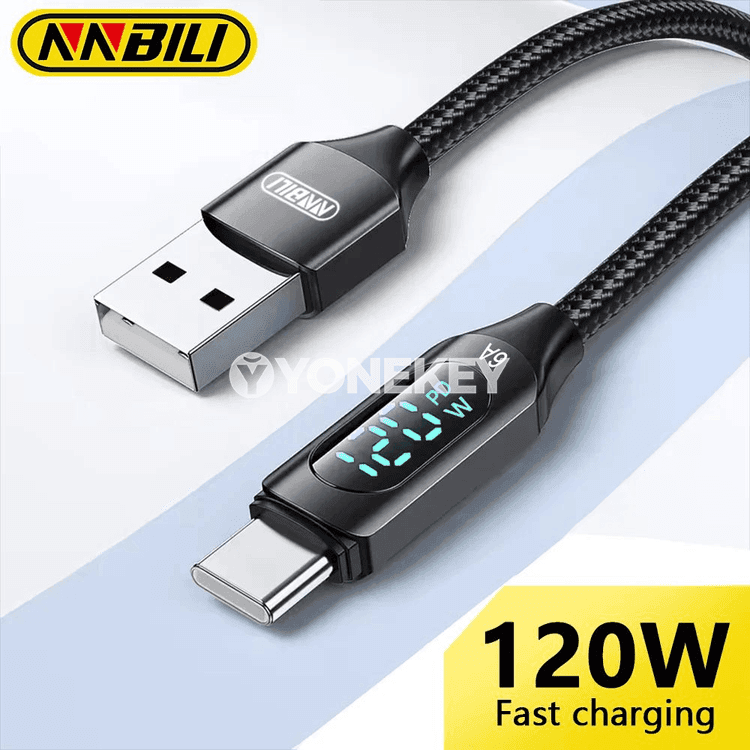 NNBILI 120W USB-C super zarýad kabeli, maglumat geçirişli