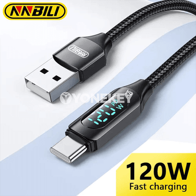NNBILI 120W USB-C super zarýad kabeli, maglumat geçirişli