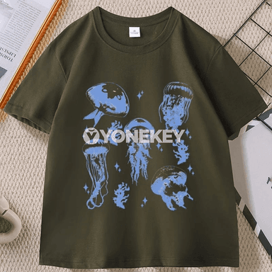 Deňiz janly-jandarly vintage futbolka, rahat gündelik stil