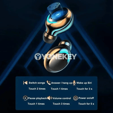 Bluetooth 5.3 simsiz sport naushnikler, 9D stereo, sensorly