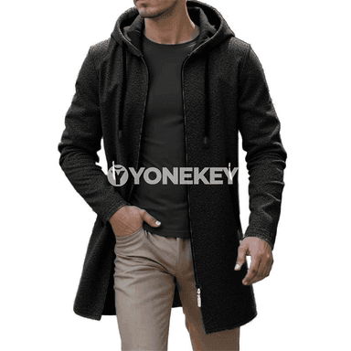 Erkekler üçin ýyly kapüşonly flees switer, zipperli gündelik kurtka