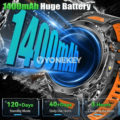 1400mAh batareýaly sport akylly sagat, 10ATM, SOS, Bluetooth