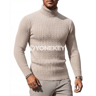 Erkekler üçin ýyly boýunly switer, gündelik uzyn ýeňli giň model