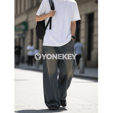 Erkekler üçin giň paçly rahat jeans balaklar