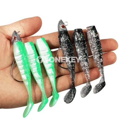 3 sany ýumşak balyk tutyş emeli, metal jig başly, 10cm / 13cm