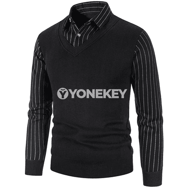 Erkekler üçin ýakaly trikotaž polo switer, ýeňil ýyly pulower