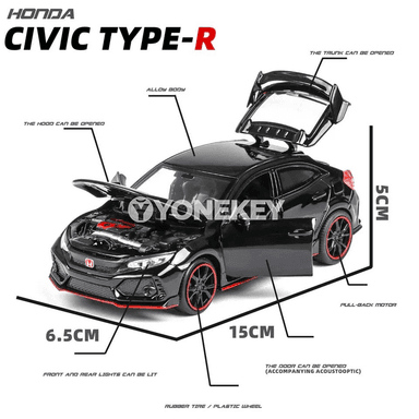 Honda Civic Type R 1:32 metal model awtoulagy, ses we ýagtylykly