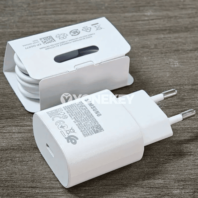 Samsung 25W PD çalt zarýad beriji adapter, Galaxy üçin Type-C kabel bilen