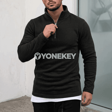 Erkekler üçin ýyly stend-gullukly zipli swetşot jaket