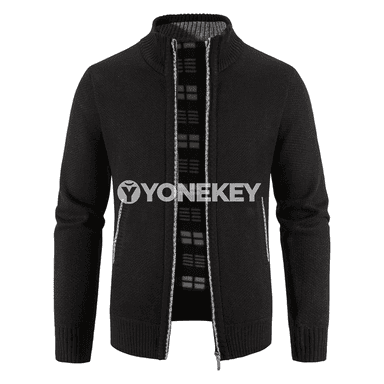 Erkekler üçin ýyly fleece penjek, fermuarly kardigan, güýz-gyş üçin amatly