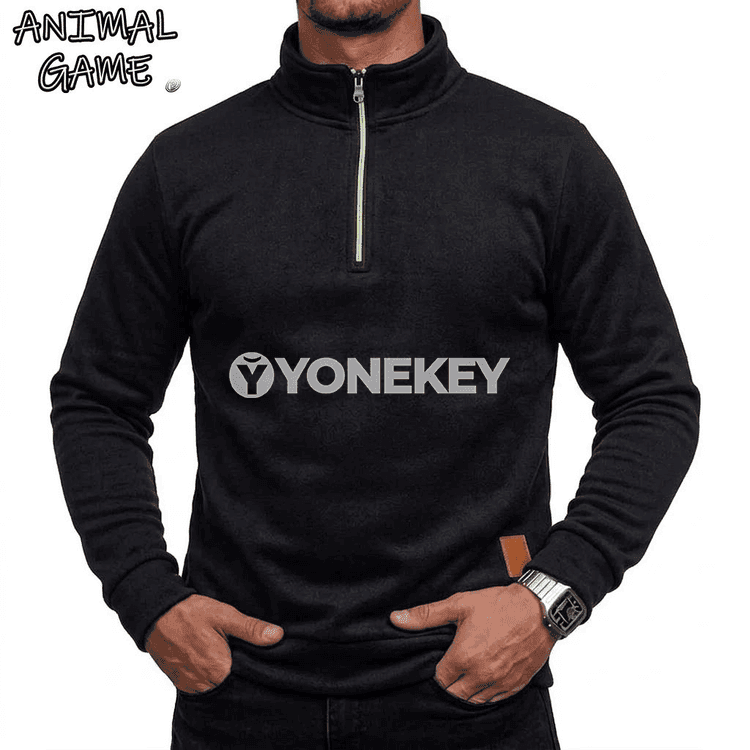 Erkekler üçin ýyly zipli sweatshirt, güýz-gyş üçin