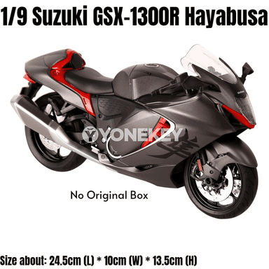 1:9 Suzuki Hayabusa metal motosikl modeli, çyraly, uly ölçegli