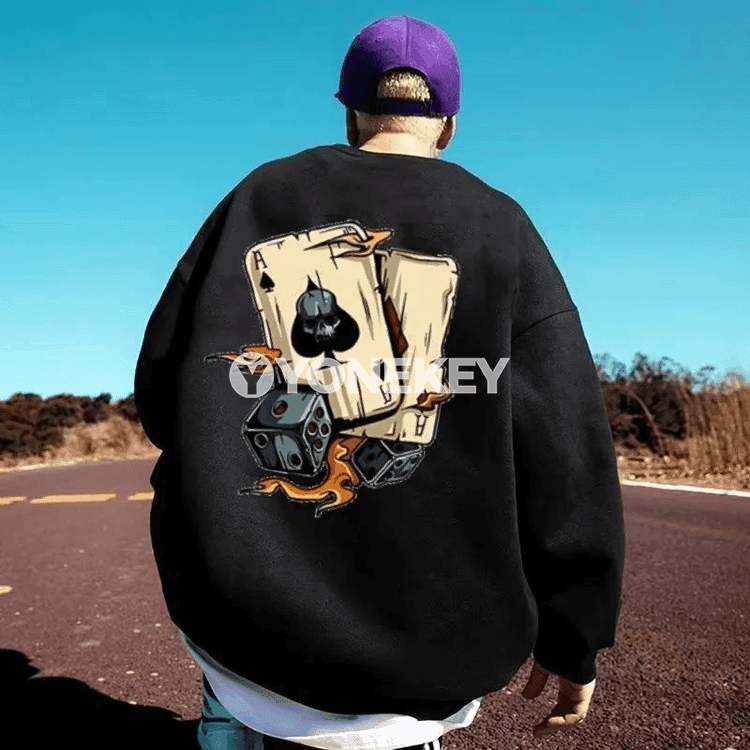 Erkekler üçin giň kesimli güýz-gyş sweatshirt, uzyn ýeňli, M-8XL