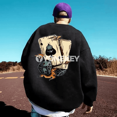 Erkekler üçin giň kesimli güýz-gyş sweatshirt, uzyn ýeňli, M-8XL