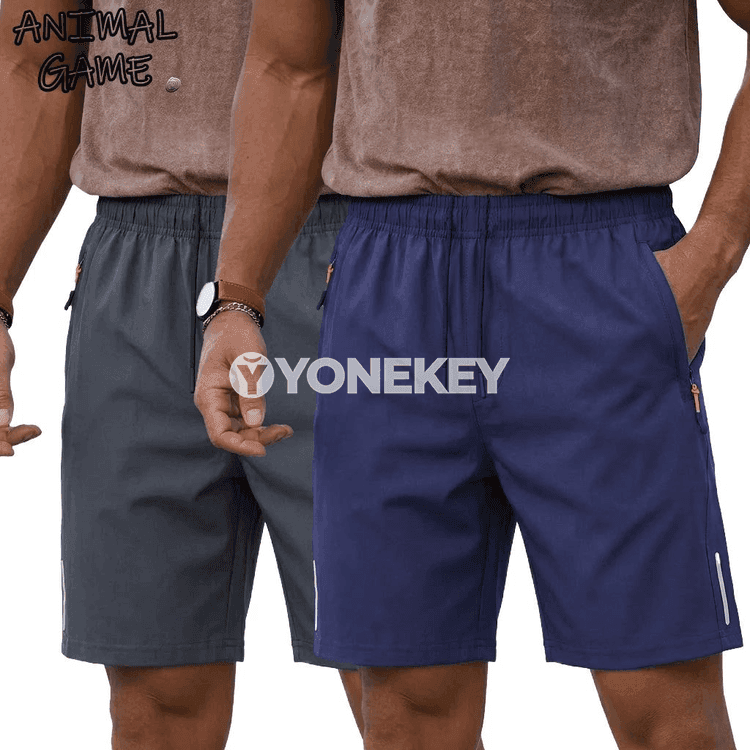 Erkekler üçin ýeňil sport şortikleri, çalt guradýan, jübülü