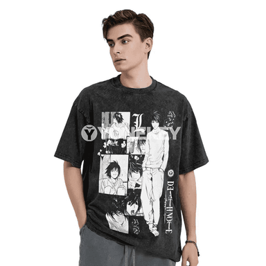 Manga DEATH NOTE Grafiki Çaply Oversize Gysga Ýeňli Futbolka