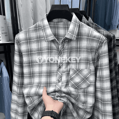 Erkekler üçin klassik ýazlyk uzyn ýeňli kubaýyş köýnek
