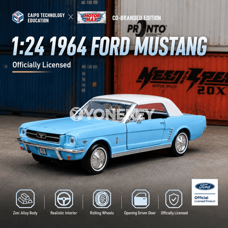 Ford Mustang 1964 1:24 metal model awtoulag, sesli-yşykly klassik kolleksiýa