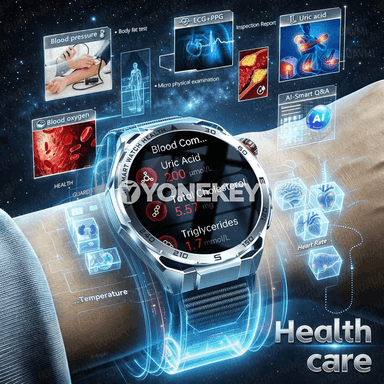 GUHUAVMI AI-GPT ECG saglyk akylly sagat, Bluetooth jaňly, AMOLED