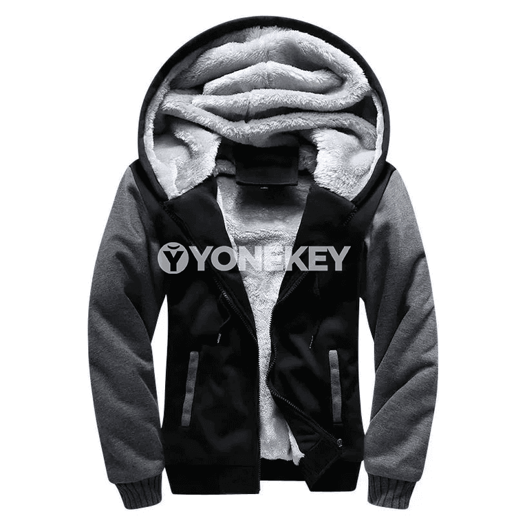 Gyş üçin ýyly erkekleriň fleece kapýuşonly zipli jaketi, 5XL çenli