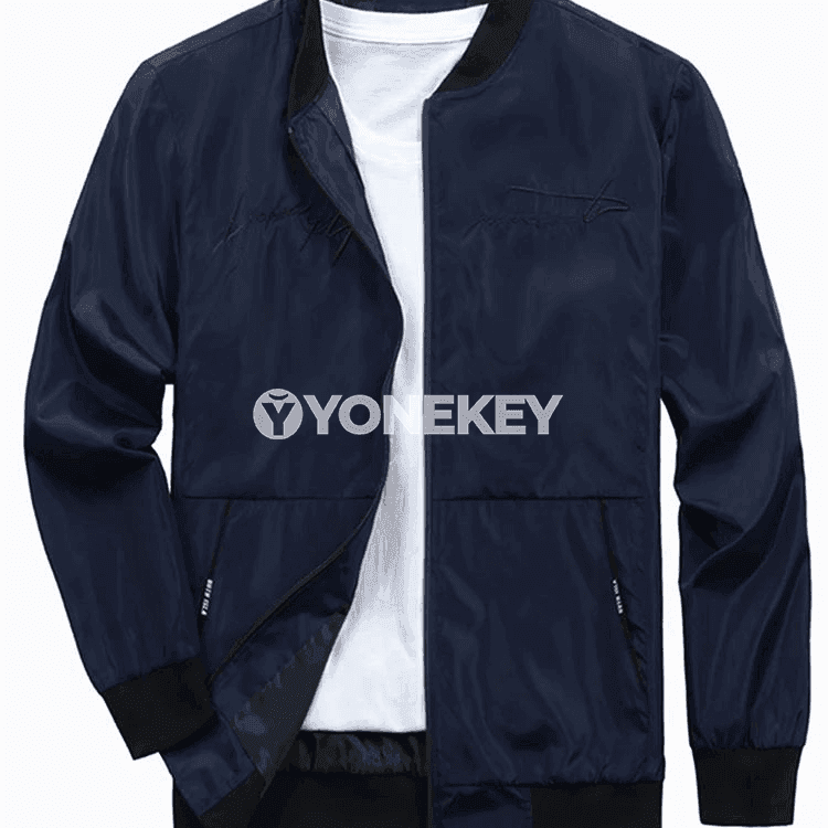 Erkekler üçin ýaz- güýz ýeňil ziperli stend-ýakaly jaket