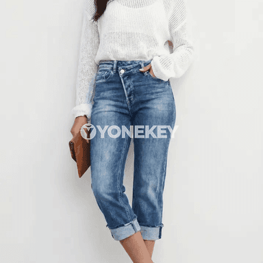 Zenanlar üçin retro denim kapri balak — gündelik rahat stil