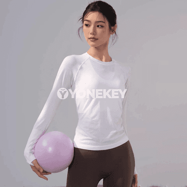 Zenanlar üçin uzyn ýeňli sport futbolkasy — ýoga we fitnes üçin