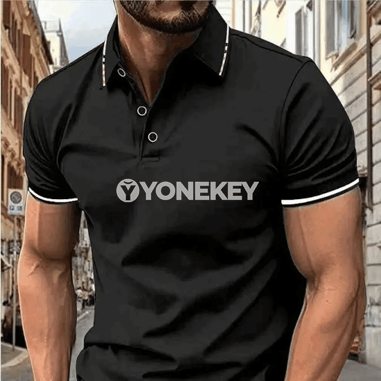 Erkekler üçin ýazky polo futbolka, gysga ýeňli