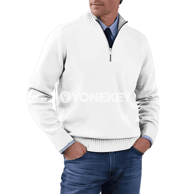 Erkekler üçin turtleneck zipli switer, güýz-gyş üçin ýyly pulower