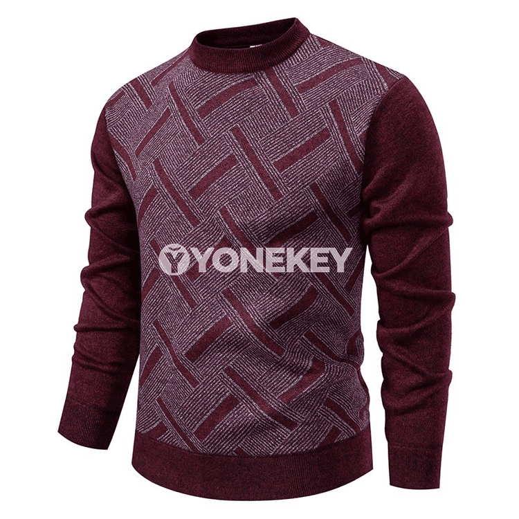 Erkekler üçin ýyly trikotaž switer, boş kesim, ýokary ýaka