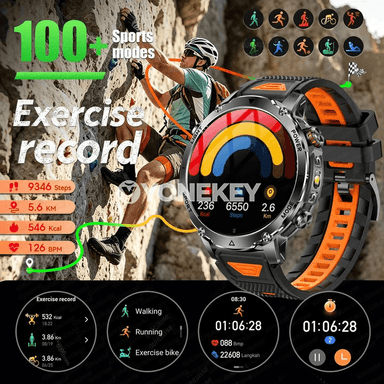 1400mAh batareýaly sport akylly sagat, 10ATM, SOS, Bluetooth