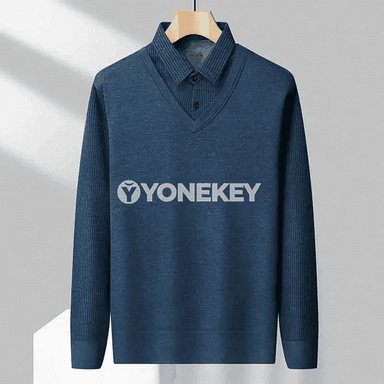 Erkekler üçin ýyly trikotaž polo köýnek, zolakly, ýaz-güz üçin