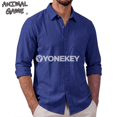 Erkekler üçin ýeňil pagta köýnegi, uzyn ýeňli casual model