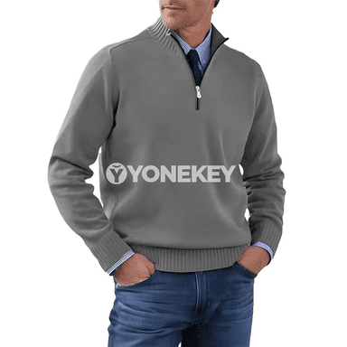 Erkekler üçin turtleneck zipli switer, güýz-gyş üçin ýyly pulower