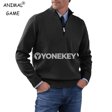 Erkekler üçin turtleneck zipli switer, güýz-gyş üçin ýyly pulower