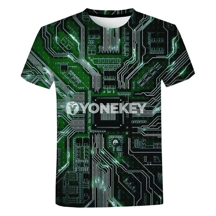 Erkekler üçin 3D çaply elektron çipli giňelýän futbolka