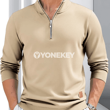 Erkekler üçin ýarym fermuarly ýyly switer, ýokary boýunly