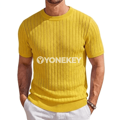 Erkekler üçin ýeňil ýazky gysga ýeňli tricot futbolka
