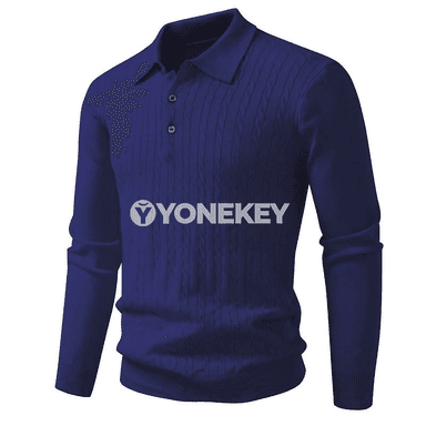 Erkekler üçin polo switer — V boýun, uzyn ýeň, sypaýy gündelik stil