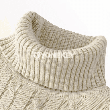 Erkekler üçin ýyly boýunly trikotaž sviter, slim fit, güýz-gyş üçin