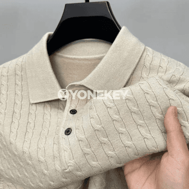 Erkekler üçin V boýun örme pullover switer, ýyly we klassik gyş modeli