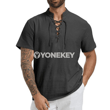 Erkekler üçin tomusky ýeňil Henley boýun futbolka