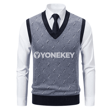 Erkekler üçin klassiki trikotaž jiletkä, slim fit, her gün üçin ýyly