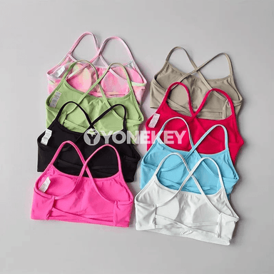 Zenanlar üçin ýürekli fitnes bra, arka kesimli sport top, ýoga üçin