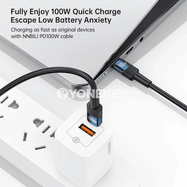 NNBILI 100W USB-C – Type-C çalt zarýad kabeli, 1 m / 2 m