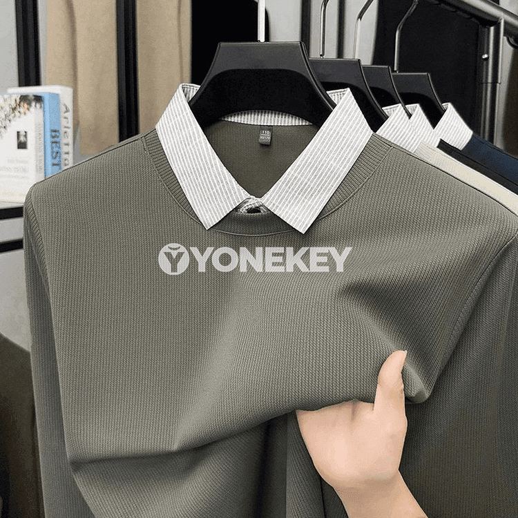 Erkekler üçin polo köýnek, uzyn ýeňli, gündelik stil