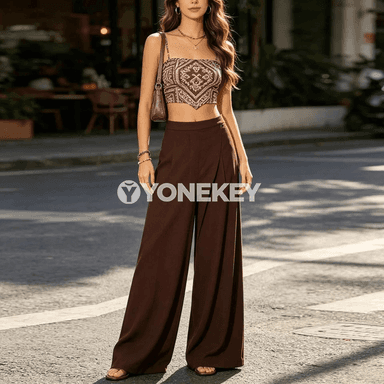 Zenanlar üçin giň balaklar, ýokary bel, gündelik we ýeňil stil