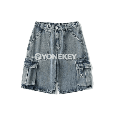 Erkekler üçin ýokary stil jeans şortik — giň kesim, gündelik rahat