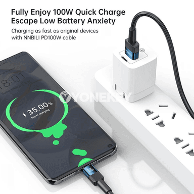 NNBILI 100W USB-C çalt zarýad kabeli, 1m/2m